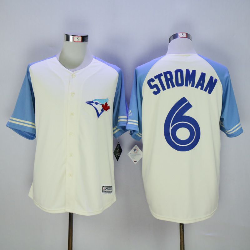 Men Toronto Blue Jays #6 Stroman Cream MLB Jerseys